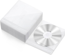 100 Pack White Cd DVD Sleeves Envelopes Bulk Double Sided