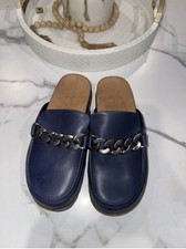 VIONIC Georgie Mules Navy Slip On Women  s Size 6.5 Clogs Leather
