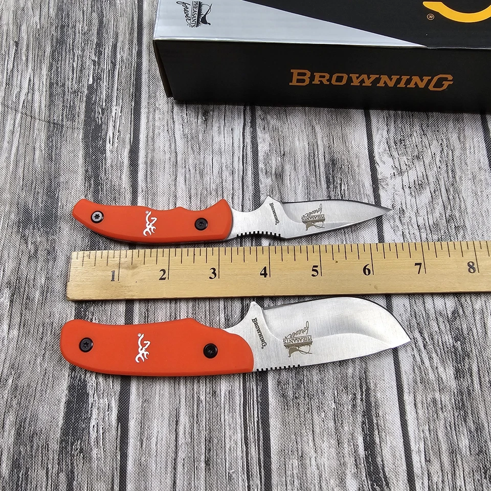 Juego de 2 cuchillos desolladores Browning Pheasants Forever mango naranja NUEVO Foto 4 de 4