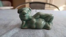 Vintage 3" Sexy Pig Figure Green Hand Made Art Statue Figure