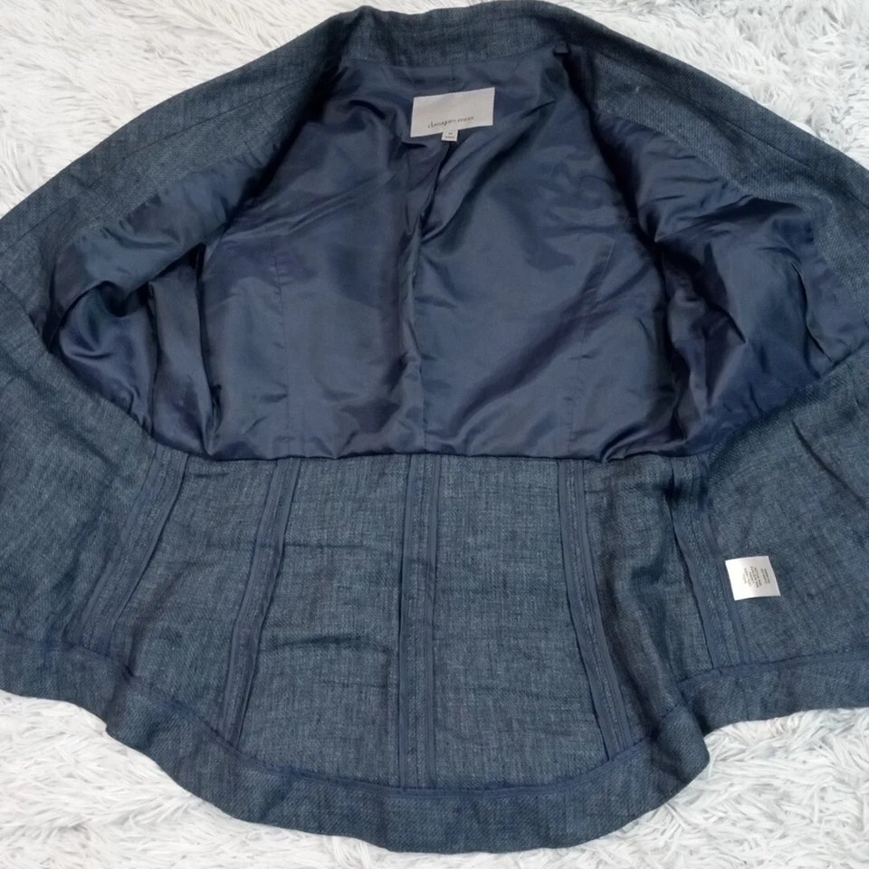 Classiques Entier куртка женщин M синий льняной блейзер застежка опрятный Cottagecorp - Изображение 3 из 4