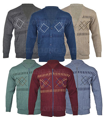 Z1 klassische große Herren-Cardigan mit Knopfleiste Argyle Diamant Opa 2-5XL
