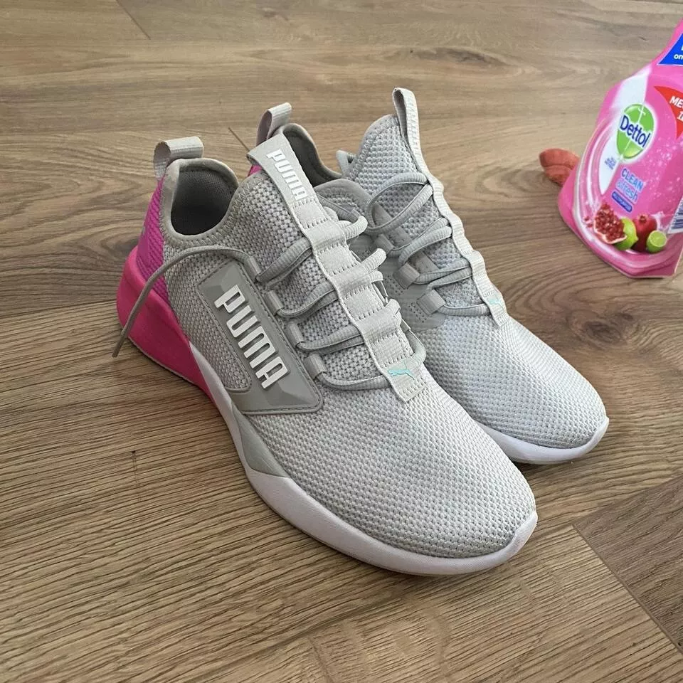 Puma Grey And Pink Women s Trainers Some Wear On The Soles Size