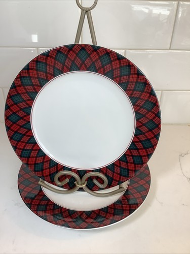 5-Sasaki TARTAN PLAID 7.75" Salad Plate Charles Roberts & 1 Coffee/Tea Mug - Picture 12 of 20