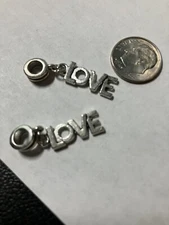 Love Bail Bead Pendant. 30x6. Hole-3mm. 2 PCs