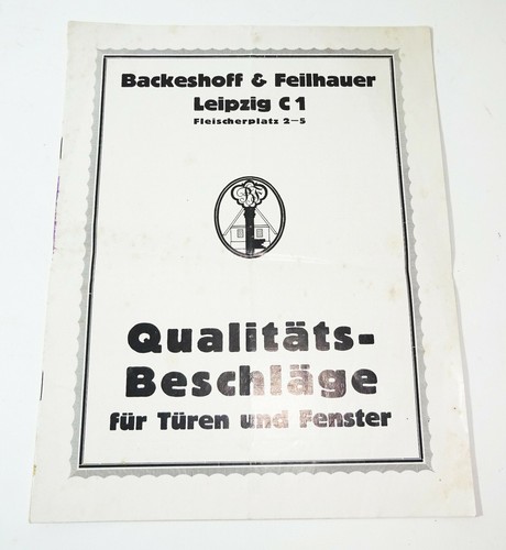 Brochure Window Fittings Door Fittings Backeshoff & Feilhauer Leipzig 1930s (D7 - 第 1/3 張圖片