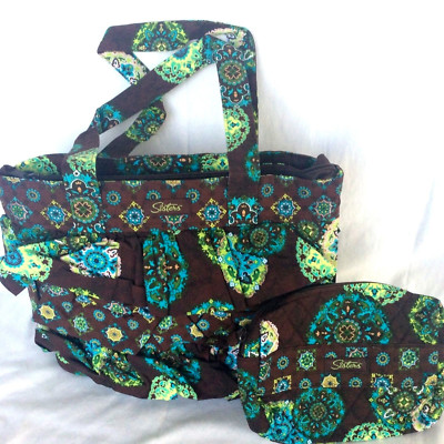 Longaberger Purse & Make Up Bag EMILY RUFFLE Quilted ADORN Fabric NEW