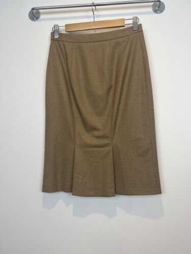 Piazza Sempione Womens Side Zip Knee Length Pencil Skirt Tan Wool IT 42 Lindsey - Picture 7 of 14