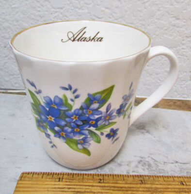 Alaska Wildflowers fine bone china Coffee cup, Alaska Wording on rim, nice decor
