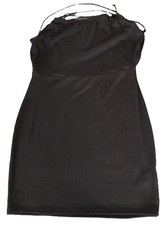 Pretty Little Thing Black Stretch Ribbed Lace Up Back Bodycon Dress size 10