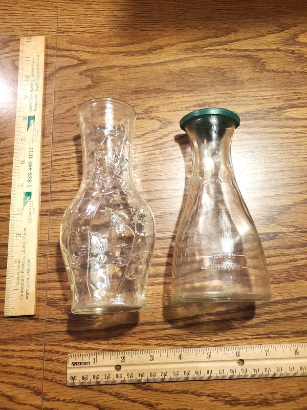 Vintage LOT of 2 Good Seasons Salad Dressing Cruet Glass Bottles, CLEAN !! L@@K