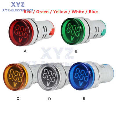 22MM LED Circular Voltmeter Digital Display Gauge Voltage Indicator AC 60-500V