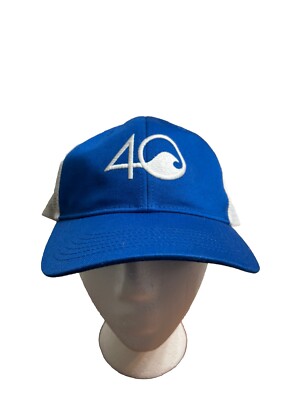 4 Ocean Hat Beach Clean Up Recycling 4O 40 Blue White Mesh Strap Back Adjustable