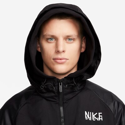 Mens Nike X Sacai Windrunner Full Zip Hoodie Jacket Black White