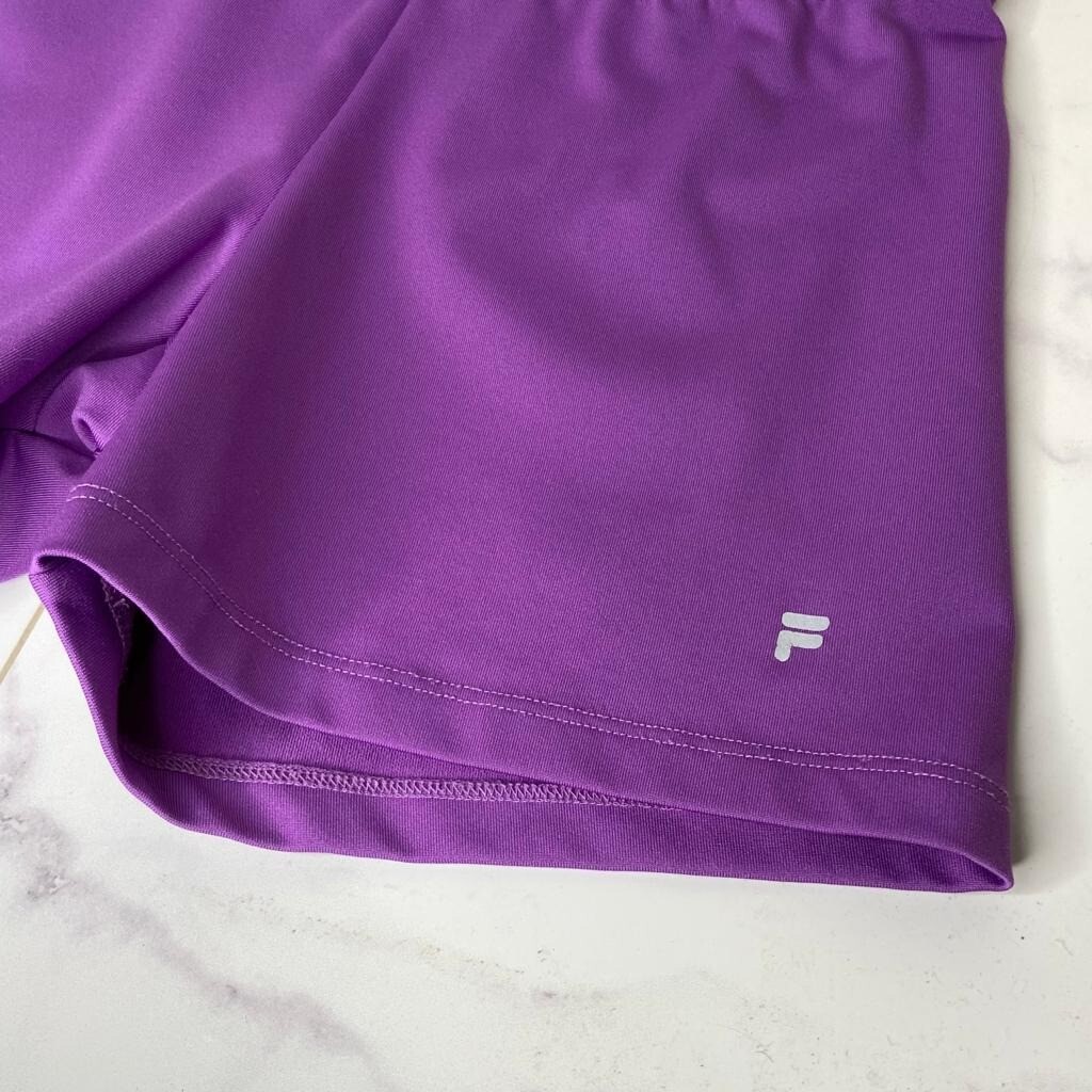 Pantaloncini sportivi vintage FILA viola stretch taglia S prestazioni fit made in USA