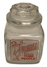 Vtg Anchor Hocking Sweet Things From The Tube People Candy Jar Made In The USA