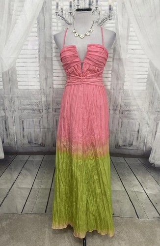 Antonio Melani Size 4 Pink Green Sleeveless Seraphina Ombre A-Line Maxi Dress B8 - Picture 3 of 11