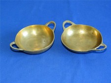 2 x handgearbeitete Messing Schälchen Ø 10 cm Schale massiv Waagschale