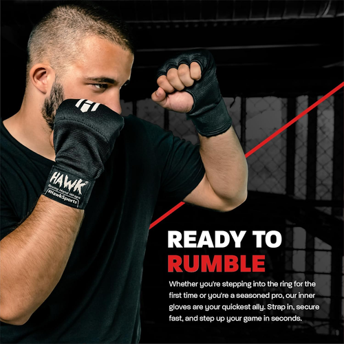Hawk Padded Inner Gloves Training Gel Elastic Hand Wraps for Boxing Gloves Quick - Picture 4 of 7