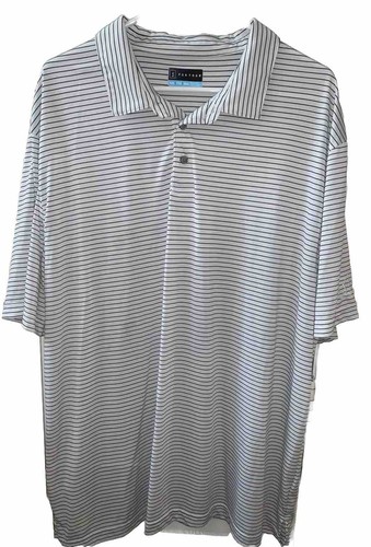 PGA Tour Golf Short Sleeve Polo Shirt Mens Size XXL White Black Striped