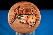 METALLICA  BUTTON  Skull pin pinback badge Heavy Metal MUSIC  2 1/4"  NOS! band
