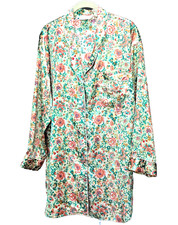 Vintage Victoria's Secret Satin Sleepshirt Long Sleeve Floral Gold Label 90s Med