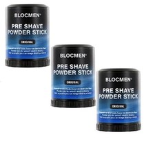 3 x GENUINE BLOCMEN ORIGINAL PRE-SHAVE POWDER STICK FOR ELECTRIC SHAVERS 60g NEW