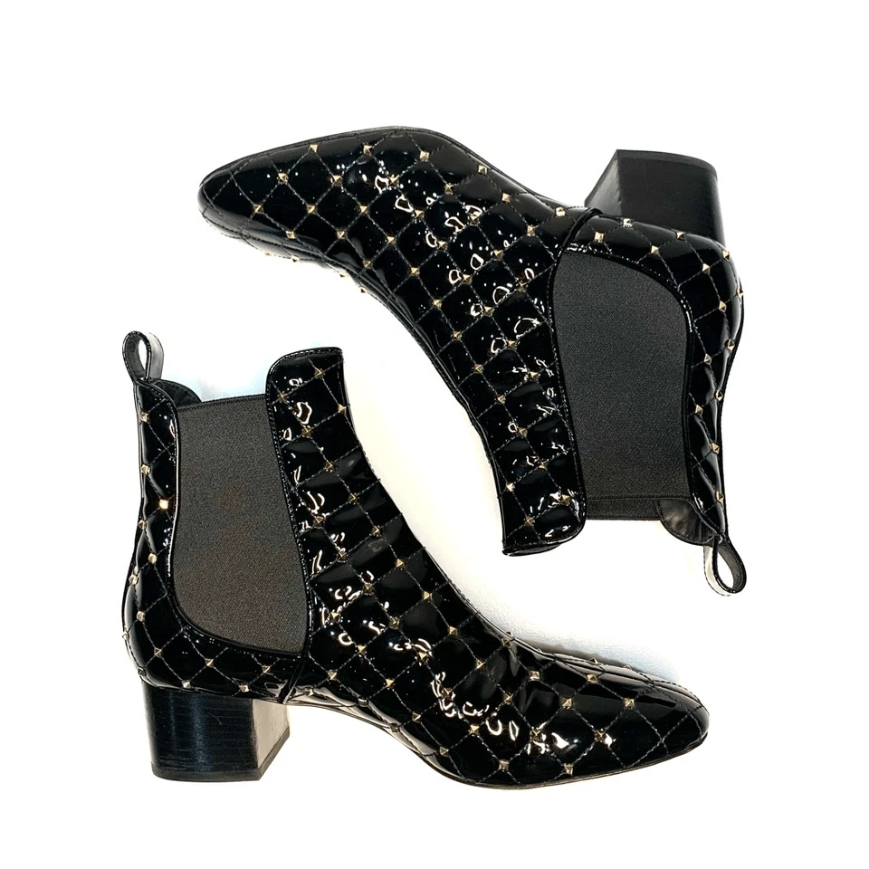 Valentino Garavani Rockstud Quilted Boots EU 38.5 US 8.5 Black Ankle Booties - Image 3 of 4
