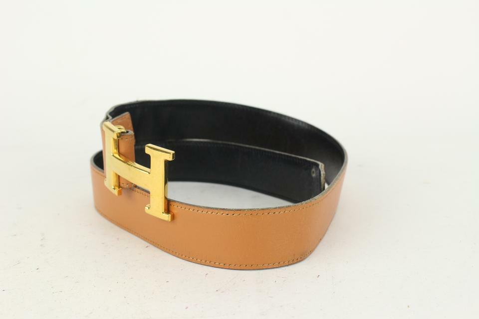 Hermès Black x Brown x Gold 32mm Reversible H Logo Belt Kit