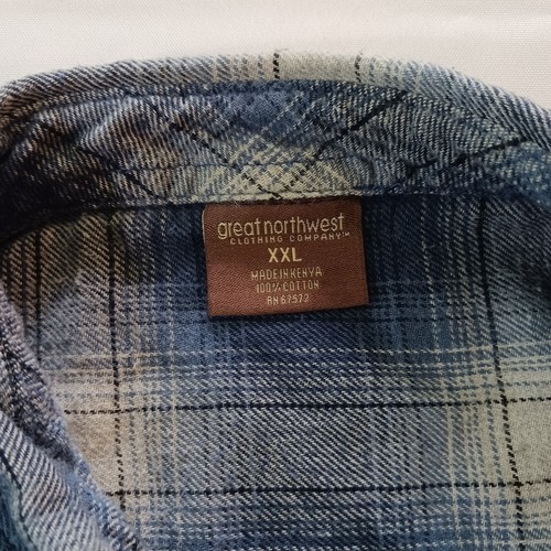 Great Northwest Clothing Company Men’s Gray & Blue Flannel Cotton Shirt Size 2XL - Picture 3 of 16