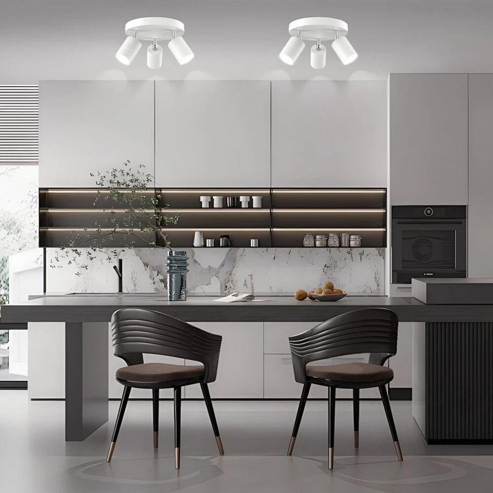 GU10 Moderno Kit de Iluminación de Pista 3 Luces Luz de Techo Punto Luces Cabezal Ajustable Foto 2 de 4