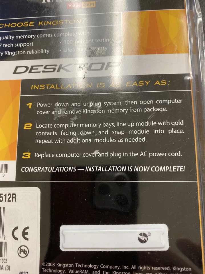 Kingston ValueRAM 512MB 400MHz PC3200 DDR Desktop Memory (KVR400/512R) - Image 3 of 4