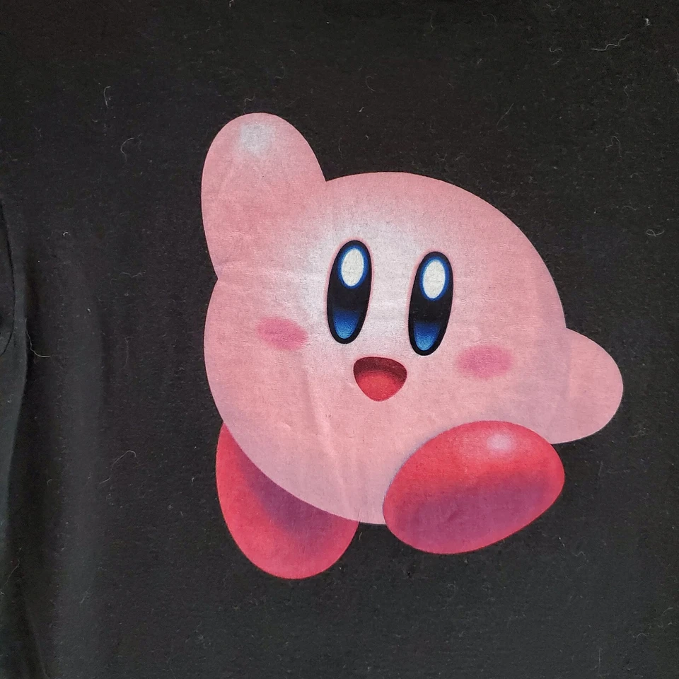 Camiseta Kirby Hombre Grande Negra Rosa Gráfica Personaje Manga Corta Cuello Redondo Camiseta Foto 3 de 4