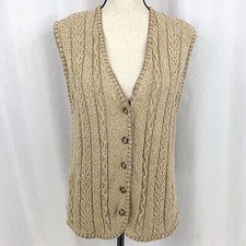 VTG Portraits Northern Isles Sweater Vest Womens Medium Cable Knit Embroidered