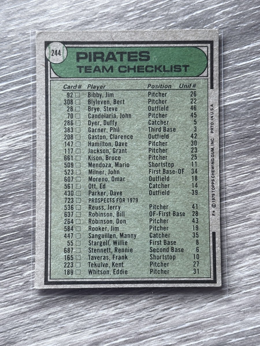 1979 Topps 244 Pittsburgh Pirates / Chuck Tanner TC, MGR, CL | eBay