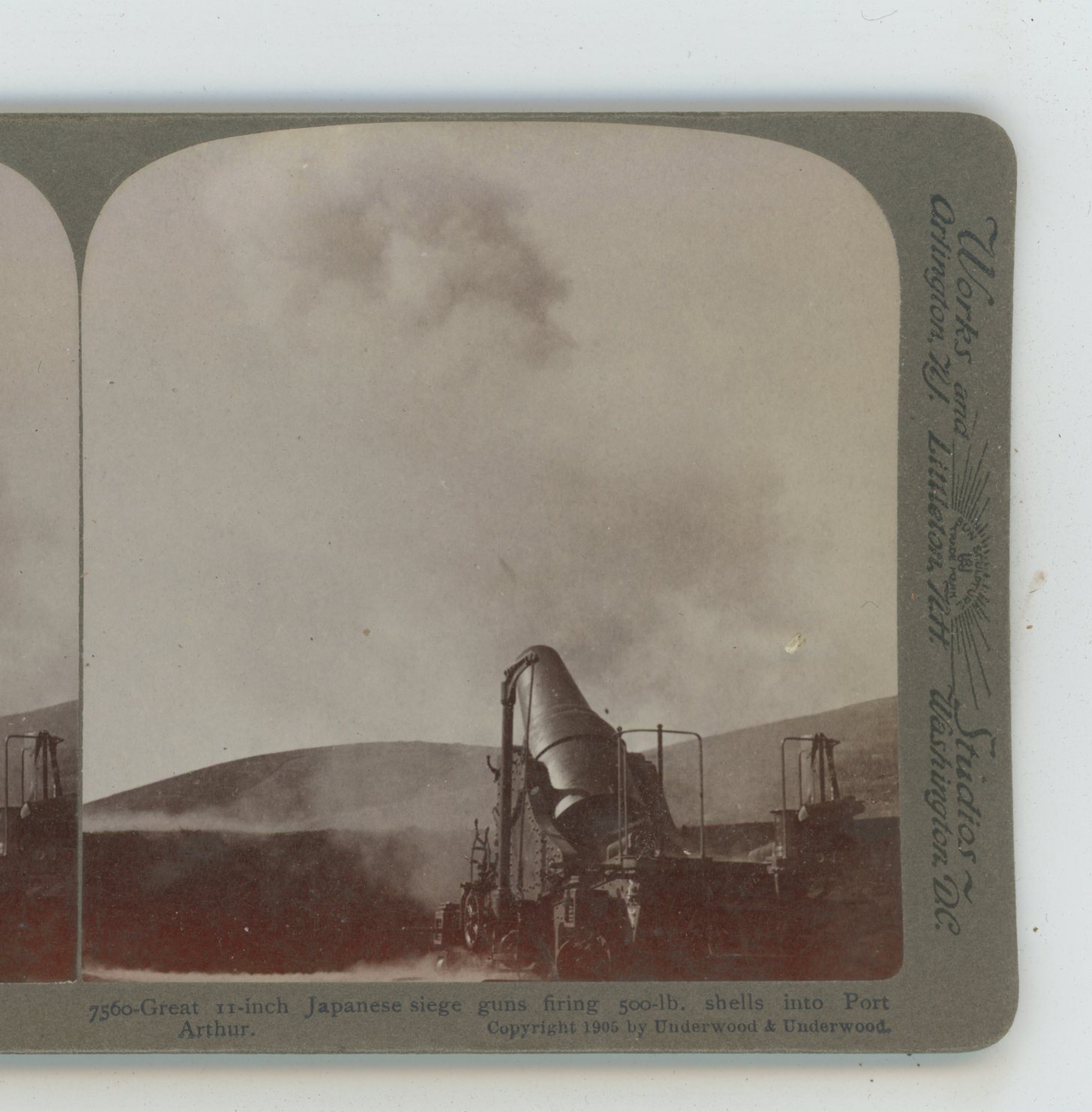 Siege Guns Firing Port Arthur Russo-Japanese War Underwood Stereoview