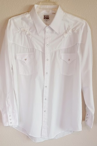 Ely Cattleman Hemd XXL weiß Perlen Druckknopf weiße Rosen Cowboy Western Rockabilly - Bild 2 von 7