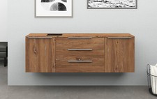 Sideboard 166cm 3 Schubkästen Weiß Hochglanz Kommode Schrank Metallgriffe OLIVA
