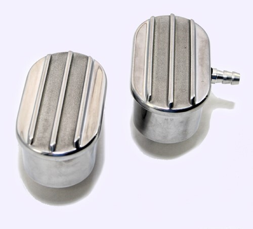 Retro Finned Aluminum Valve Cover Breather & PCV Set - Polished with Raised Fins - Bild 3 von 3