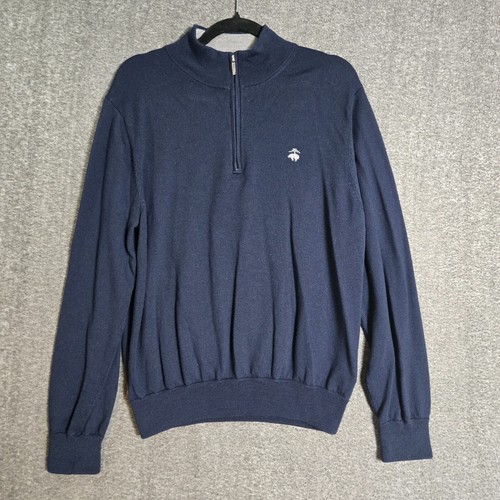 Maglione Brooks Brothers 346 lana merino extra fine 1/4 zip taglia M blu navy