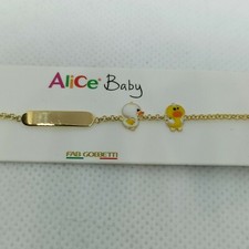 Armband 18 kt Gelbgold für Kinder Mädchen Kinder mit Schild Küken mit Emaille