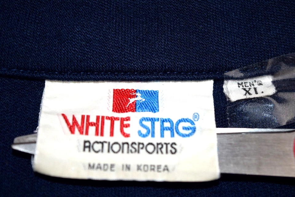 Sudadera Chaqueta Vintage Blanca Ciervo Talla L Años 70 1 Bolsillo Cremallera Tenis Moda Foto 4 de 4