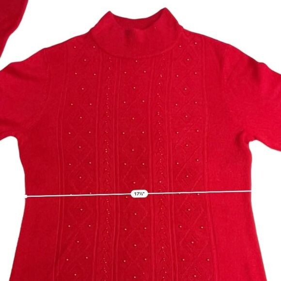 Basic Editions Women's Red Studded Turtleneck Lon… - image 7