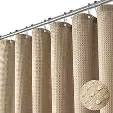 Extra Long Shower Curtain96 Inch Long Waffle Weave Heavy Duty Thick Fabric Ba...