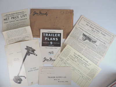 1946 Jim Dandy Trailer Advertising Mailer w/ Catalog Parts List Trailer Envelope