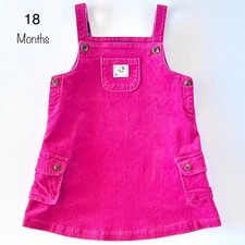 Vintage Chaps Baby Girl Stretch Corduroy Overall Dress Size 18 Months Pink 