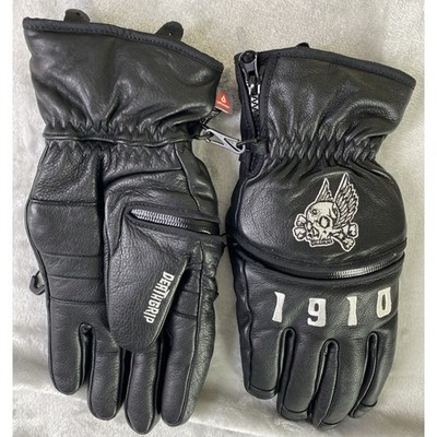 Death Grip Glove Co. Zombie 1910 Snowboard Gloves Mens Black Leather Primaloft