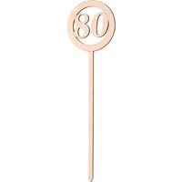 "Blumenstecker Stab Rund \"Zahl 80\" Aus Holz 20 Cm"