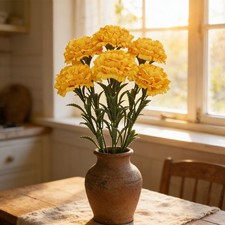 Carnation Plastic Artificial Flower Bouquet 7 Heads 42cm for Home Bedroom Decor