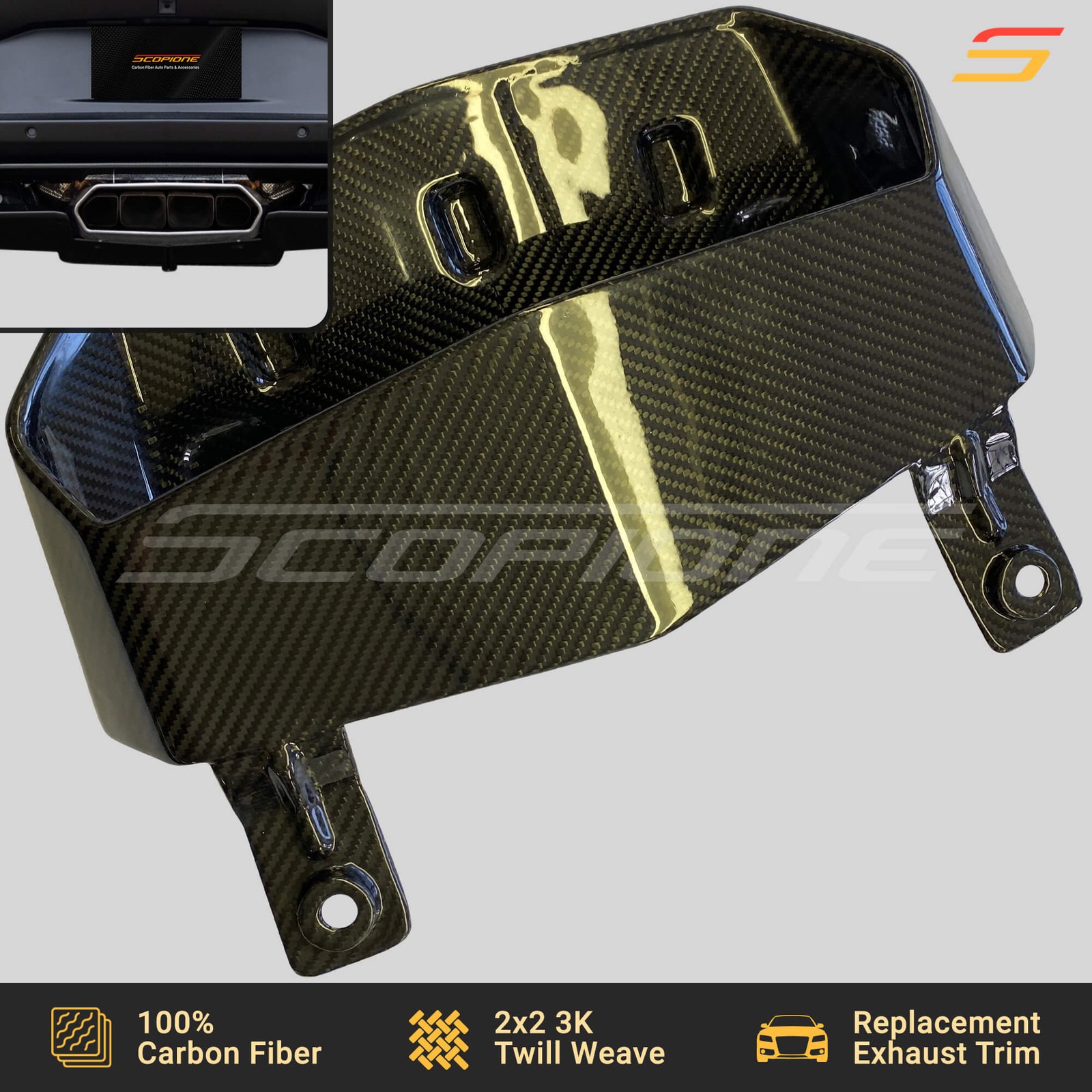 Scopione Carbon Rear Exhaust Trim Cover for Lamborghini 12-17 Aventador LP700-4